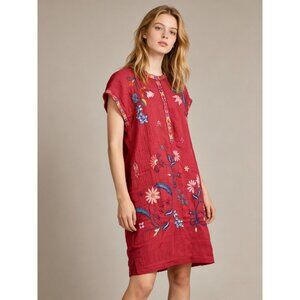 NWOT Johnny Was Mishti Elena Embroidered Cotton Mini Dress Pink Size M Pocket